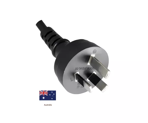 Netzkabel Australien Typ I auf C13, 1mm², AUS 3pin Typ I/IEC 60320-C13, SAA, schwarz, Länge 5m